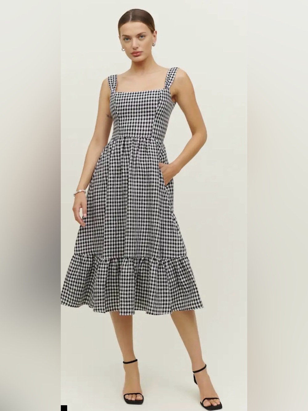 Reformation Bucatini Linen Dress - Gingham - Size 4